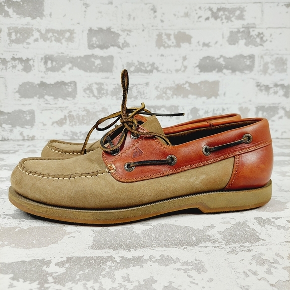 Ecco Sea Port Tan Brown Leather Lace Up Round Toe Casual Boat Shoes M506 - Picture 1 of 12